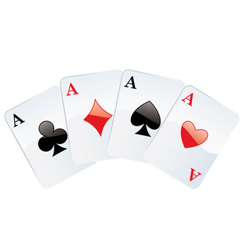 Jeux de cartes. Carr&eacute; d'as. poker gagnant