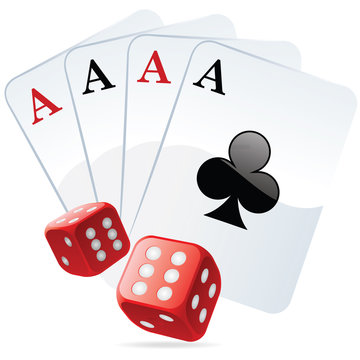 Carr&eacute; d'as avec ses d&eacute;s double six
