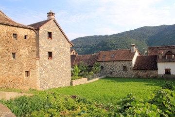 Pyrenees stone houses in Anso valley Huesca