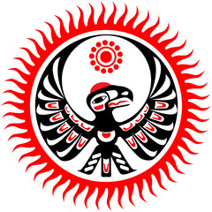 Mythological image eagle and sun