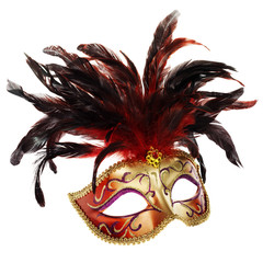 red and golden mask (Venice, Italy), isolated on white
