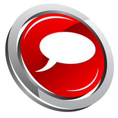 3d glossy button with speech icon