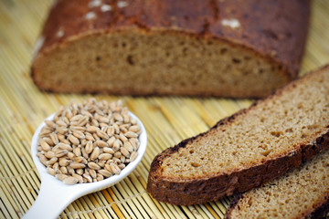 Homemade wholegrain wheat bread with seeds