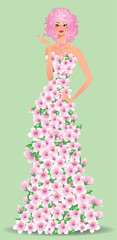 Spring floral girl. vector illustration
