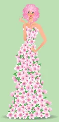 Sierkussen Lente bloemen meisje. vector illustratie © CaroDi
