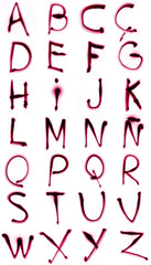 red light letters on a white background