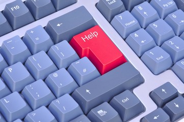 Red help button on a keyboard