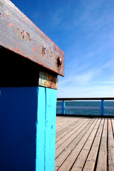 Colors of Baltic sea bridge constructions toning with sea
