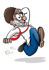 business man running away