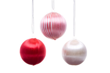 Vintage Christmas Balls Striped Hanging Isolated