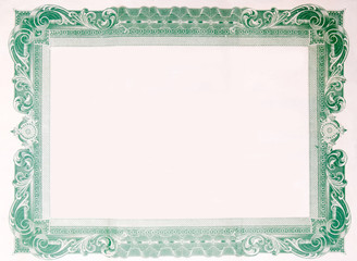 Old Vintage Stock Certificate Empty Border Frame - 29681835