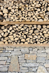 Wood and stone, wall background