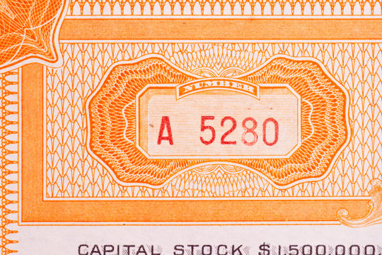 Series Number Old Stock Certificate Ornate Design