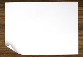 white paper on wood background