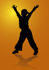 Fototapeta na wymiar silhouette of a girl-teenager dancing hip hop