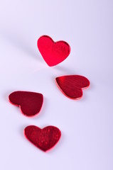 red hearts on white
