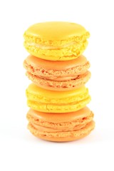 Traditional french macarons, isolated on white