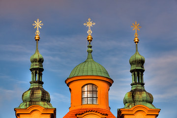 Fototapeta na wymiar Detail of the church towers in Petrin in Prague