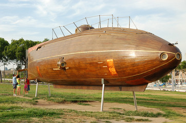 Old wooden submarine, Barcelona, Spain