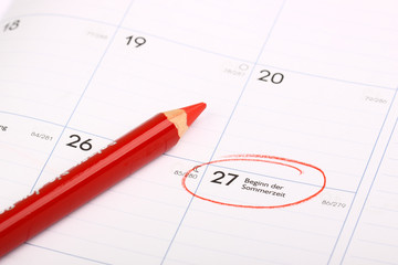 Sommerzeit Kalenderblatt 