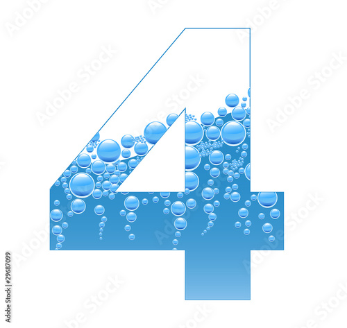 "Bubbles and Water Isolated Alphabet Number Four 4" Stock image and ...