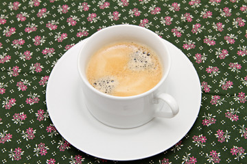 the cup of coffee on the table