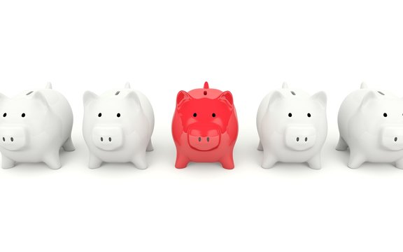 Red Piggy Bank Isolated On White