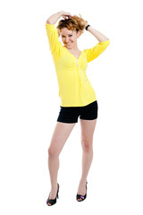 Fototapeta premium Young girl in yellow blouse