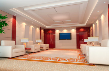 3d reception room rendering.