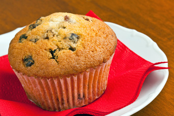 Muffin on a white plate