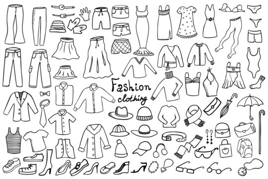 fashion and clothing icons vector collection