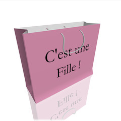 Sac cadeau rose : C'est une fille !