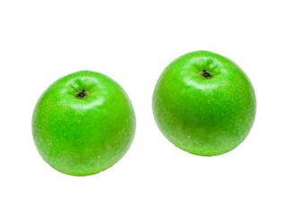 two green apples, isolated on white background