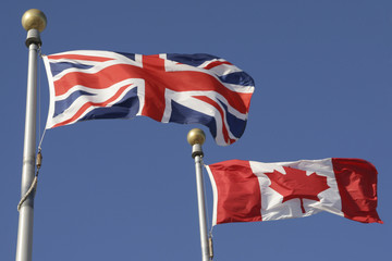 Canadian and British Flags