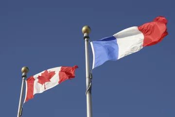 Zelfklevend Fotobehang Canadian and French Flags © imageegami