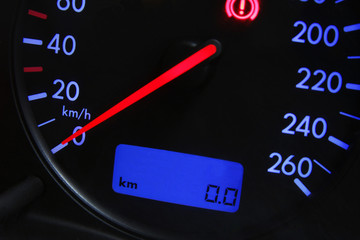car speedometer with zero kilometer