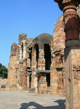 Qutub Minar site details of masonry carvings in brick