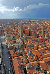Fototapeta premium Italy, Bologna aerial view from Asinelli tower