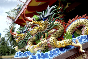 Fototapeta premium Beautiful dragon at Chinese temple.