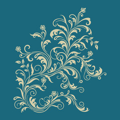 Fototapeta na wymiar Kwiatowy ornament na turkusowym tle