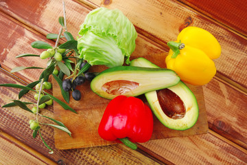 raw vegetables with oil
