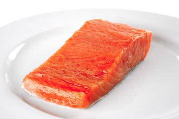 pink salmon on white plate