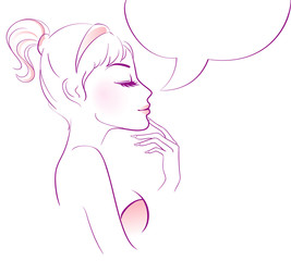 Vector illustration of thinking woman
