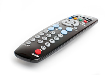 black remote control on white background
