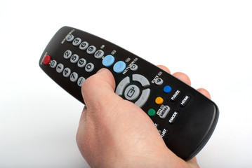 black remote control on white background