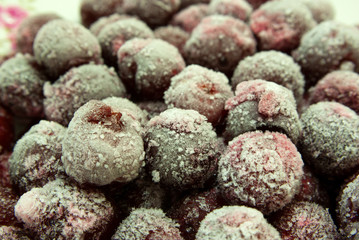 quick-frozen fruit cherry coated hoarfrost
