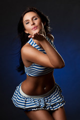 Fototapeta na wymiar sexy woman wearing striped costume