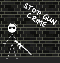 Stop gun crime message on urban brick wall