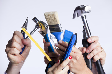 Hands with tools
