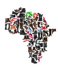 Africa continent made of woman shoes